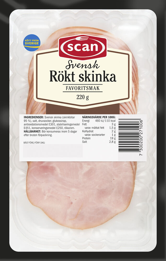 Skinka rökt skivad