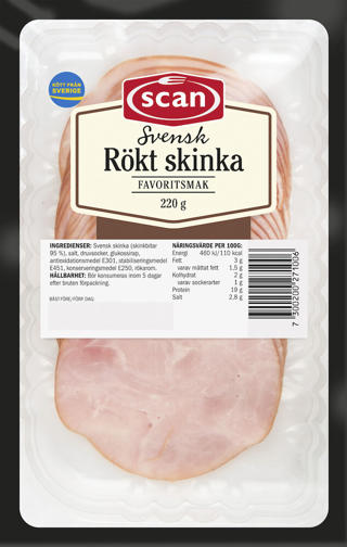 Skinka rökt skivad