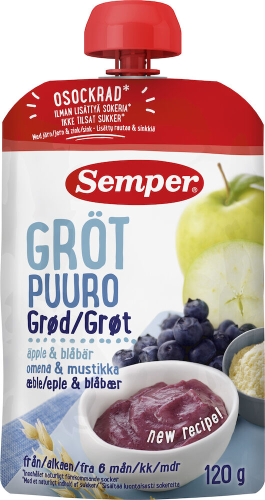 Gröt Äpple & Blåbär 6 Mån