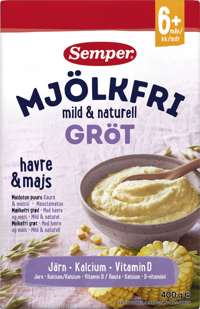 Gröt Naturell Havre & Majs Mjölkfri 6 Mån