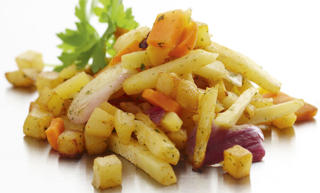 Vegetarisk pytt med rotfrukter