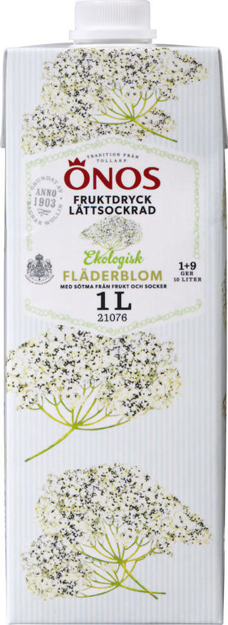 Lättsockrad fruktdryck fläder 1+9 EKO