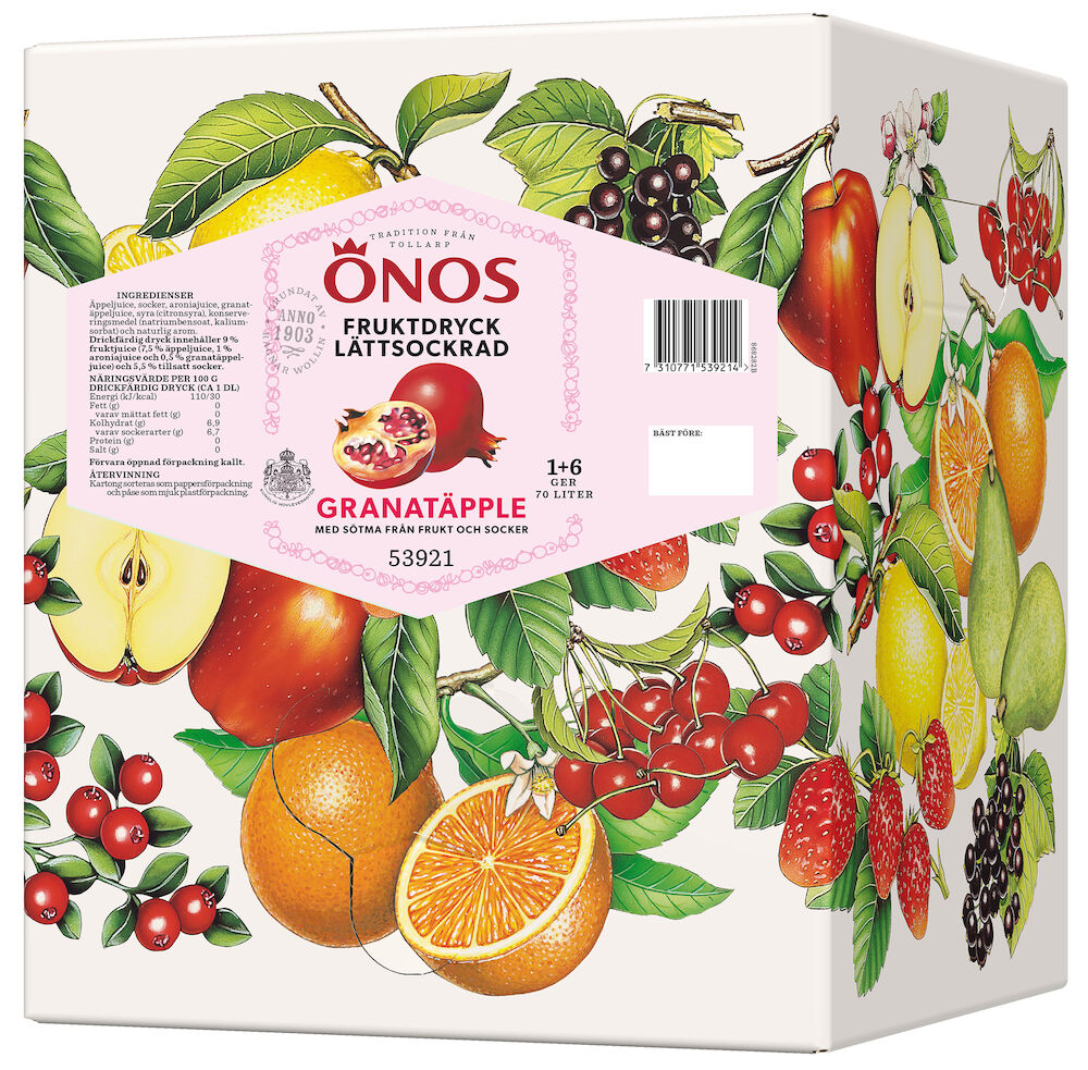 Måltidsdryck granatäpple lättsockrad 1+6 BIB