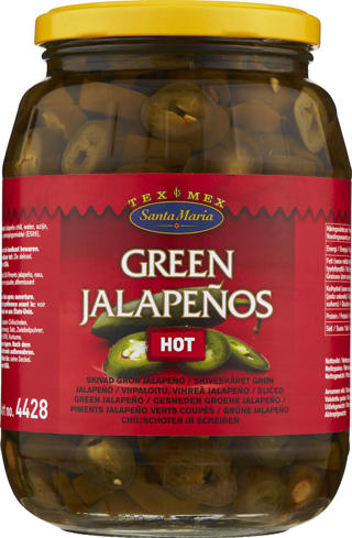 Grön Jalapeno hot skivad