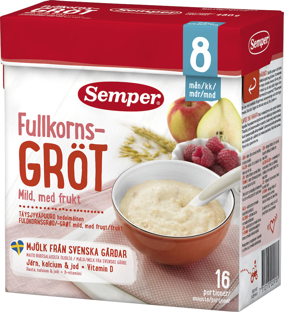 Fullkornsgröt Mild med Frukt 8 Mån