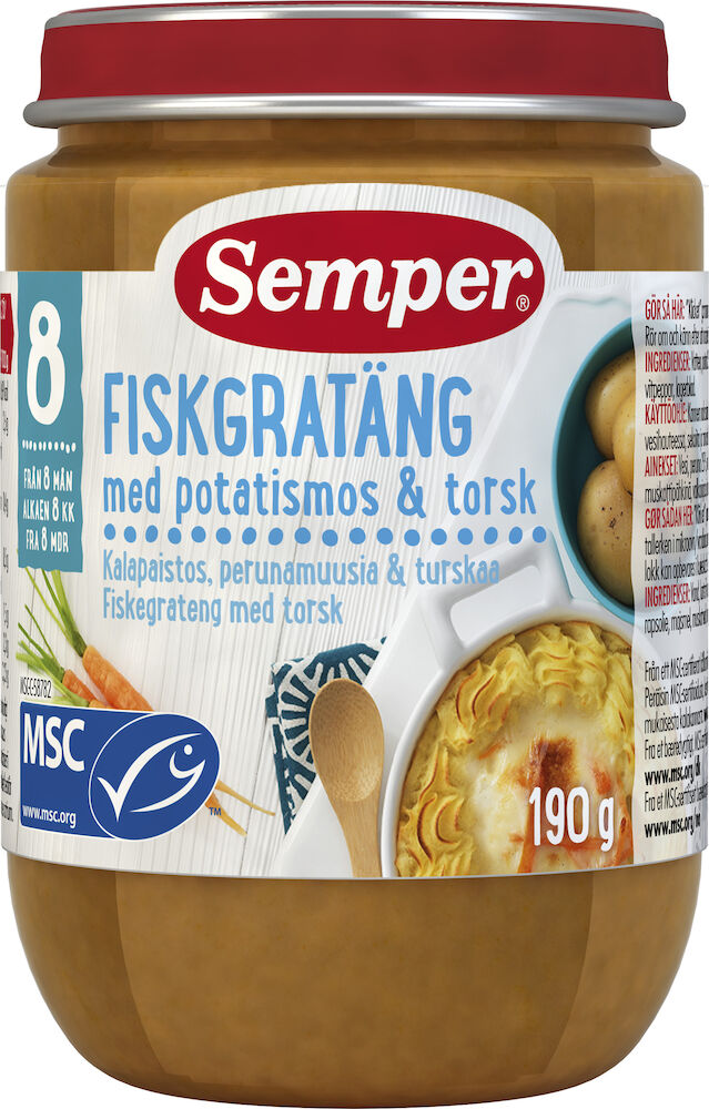 Fiskgratäng med Potatismos 8 Mån