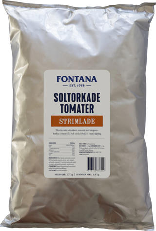 Soltorkade tomater Strimlade i påse