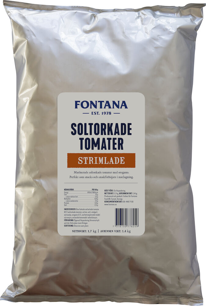 Soltorkade tomater Strimlade i påse