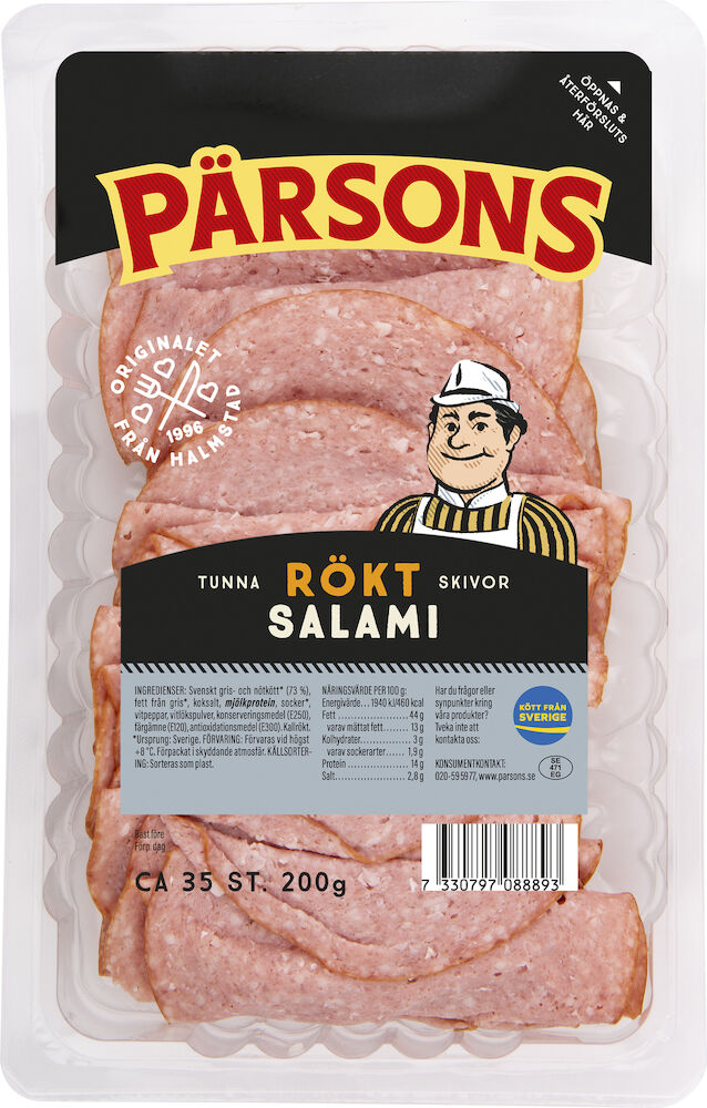 Salami rökt tunna skivor