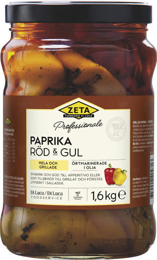 Röd gul paprika grillad
