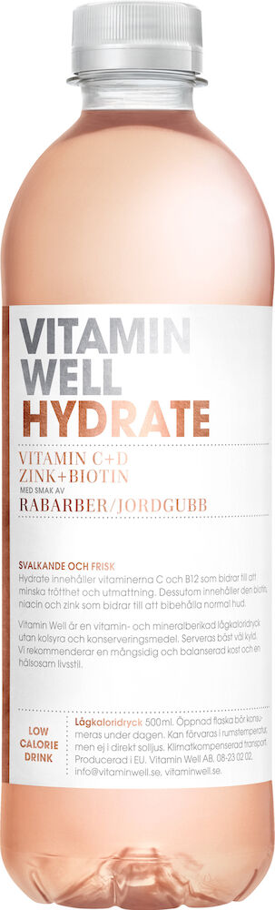 Vitamin Well Hydrate Rabarber Jordgubb PET
