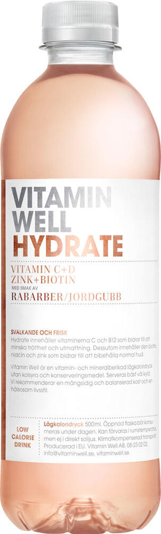 Vitamin Well Hydrate Rabarber Jordgubb PET