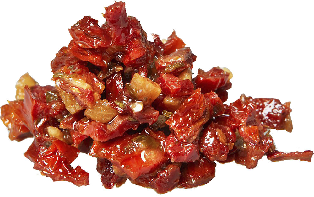 Soltorkade tomater hackade