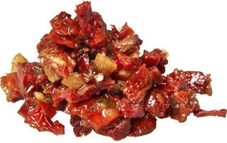 Soltorkade tomater hackade