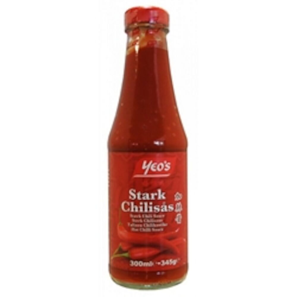 Chilisås stark glasflaska