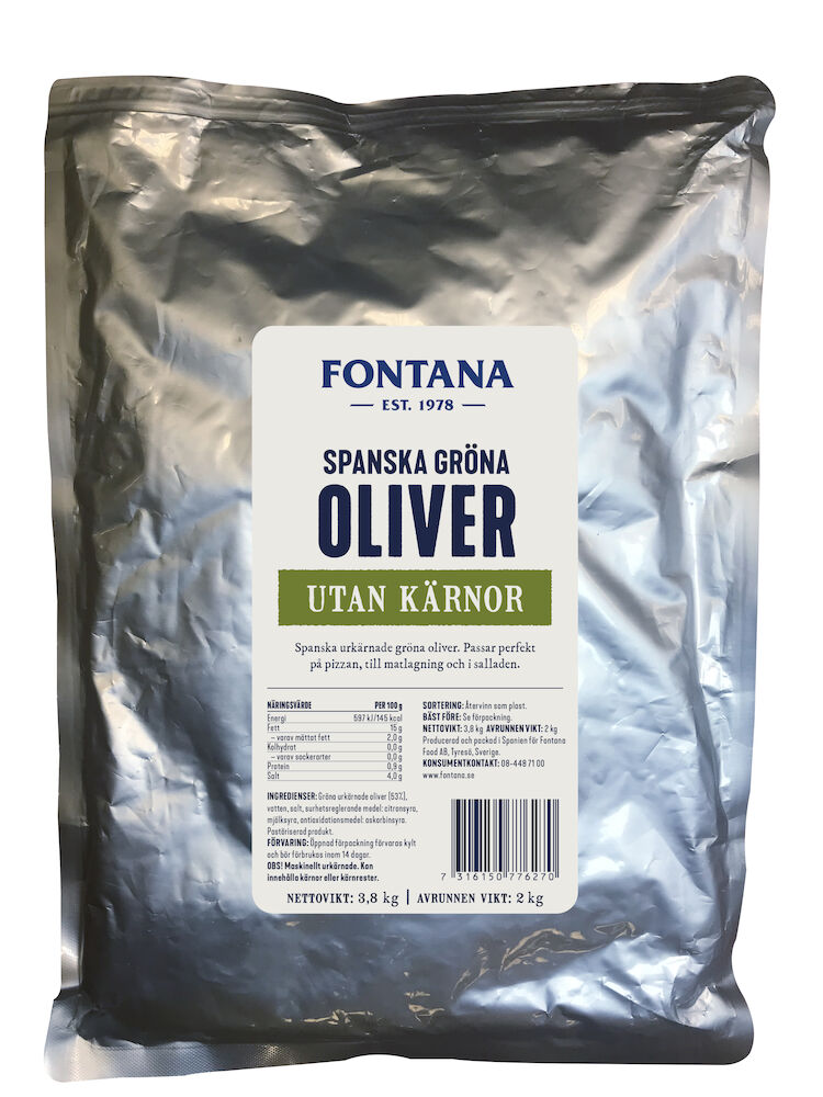 Oliver gröna urkärnade i påse