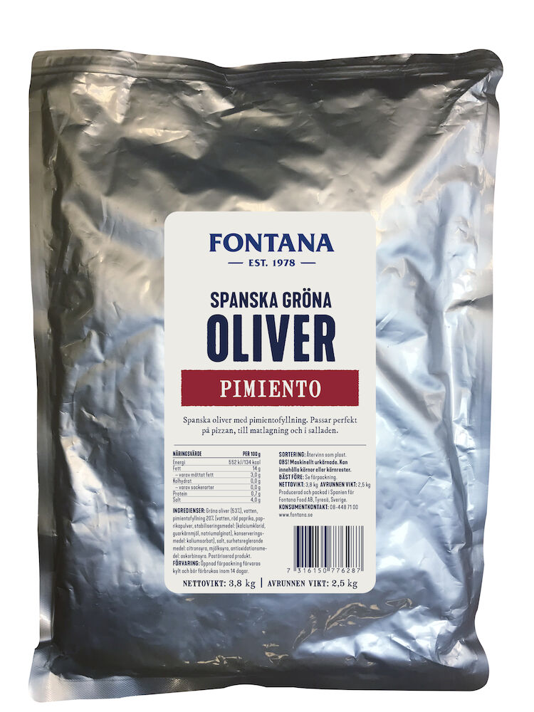 Gröna oliver pimiento i Påse