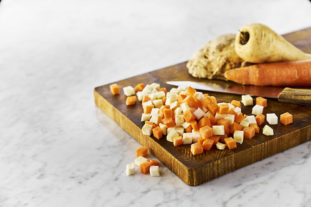 Rotfruktsmix tärnad 20 mm 2 kg.