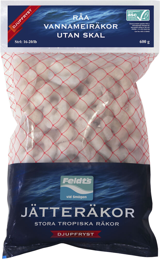 Vannamei Råa Skalade Storlek 16-20/lb PND IQF ASC