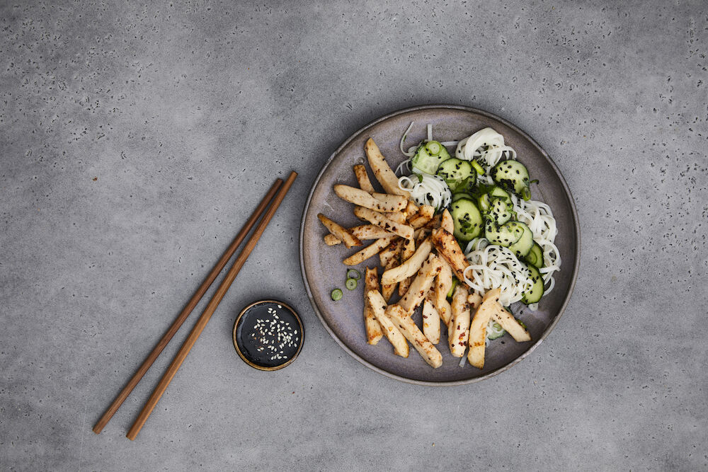 Grillad kyckling strimlad 10-12 mm