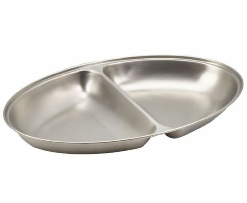 Uppläggningsfat 2 fack rostfritt 35x21x4cm