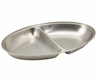 Uppläggningsfat 2 fack rostfritt 35x21x4cm