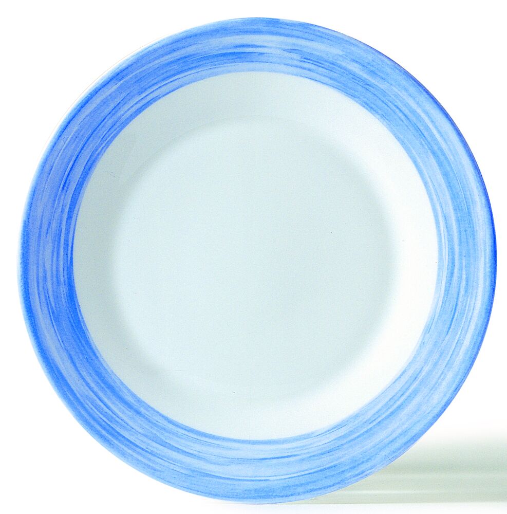 Brush tallrik djup blå opalglas Ø22,5cm