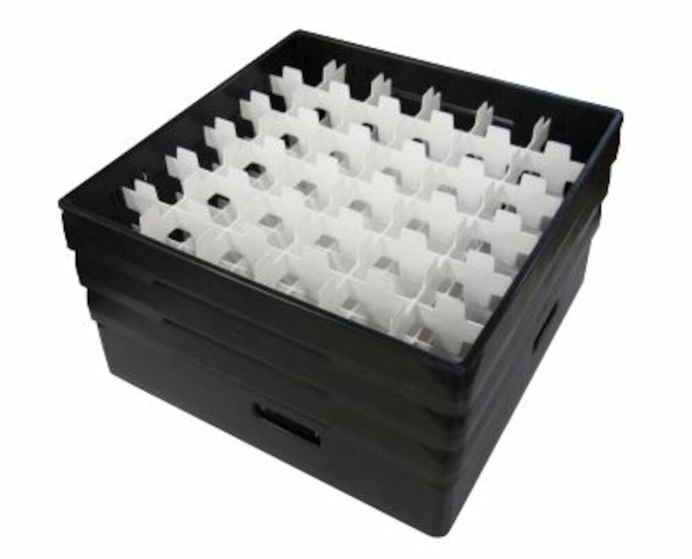 Fackindelad korg svart 500x500 mm + 3 ramar, 72
mm / 36 fack