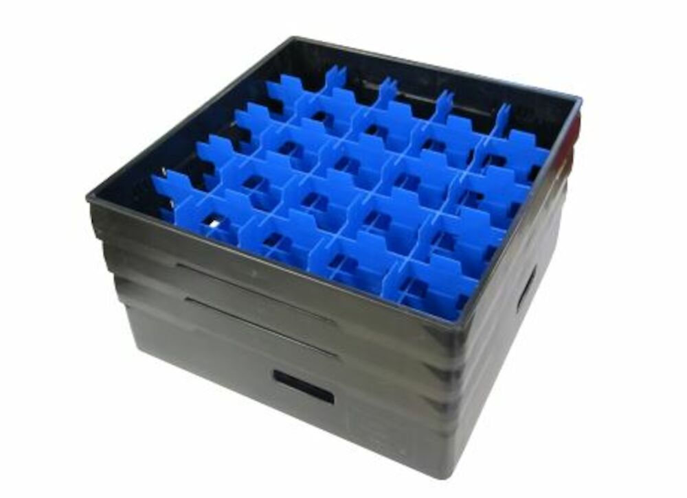 Fackindelad korg SVART 500x500 mm + 3 ramar, 87
mm / 25 fack