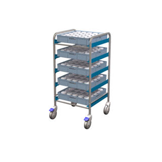 Korgvagn för 5st 50x50cm rostfri 56x51x159cm