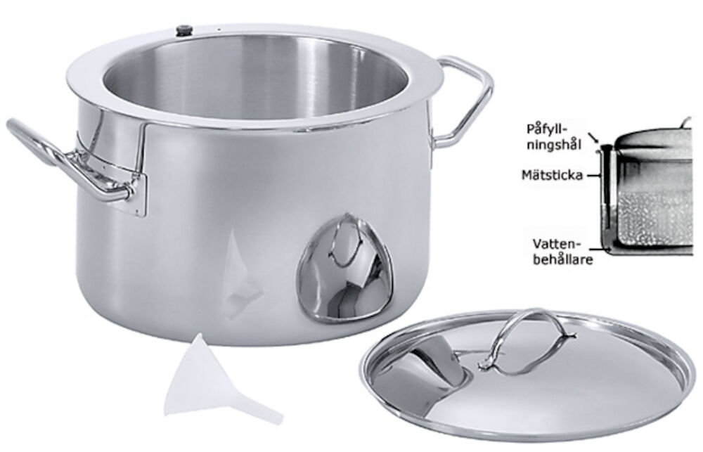 Grötkokare med lock rostfri Ø22cm h14cm 3L