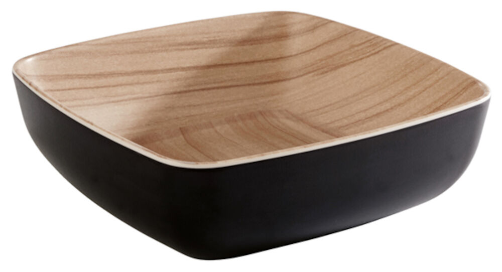 Frida skål svart/trämönstrad 
melamin 16,5x16,5x5,5 cm 0,85 L