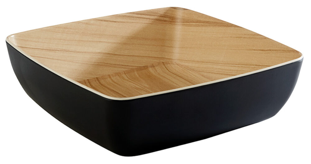 Frida skål svart/trämönstrad 
melamin 25x25x7,5cm 2,65L