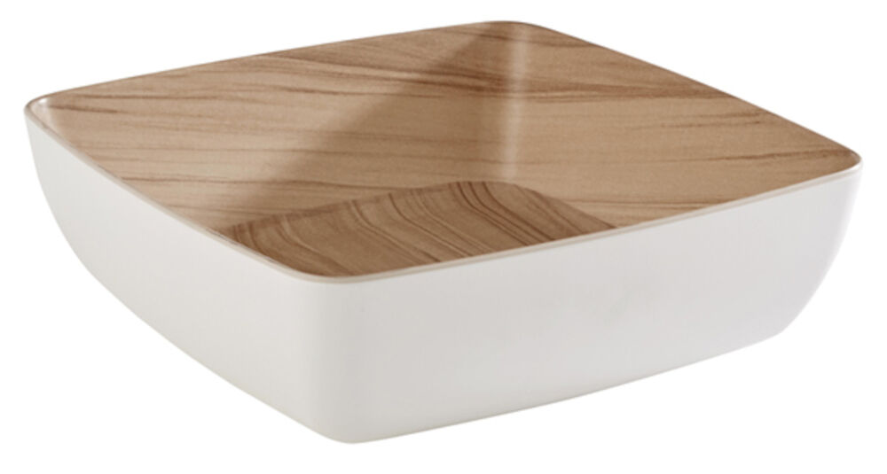 Frida skål vit/trämönstrad 
melamin 25x25x7,5cm 2,65 L