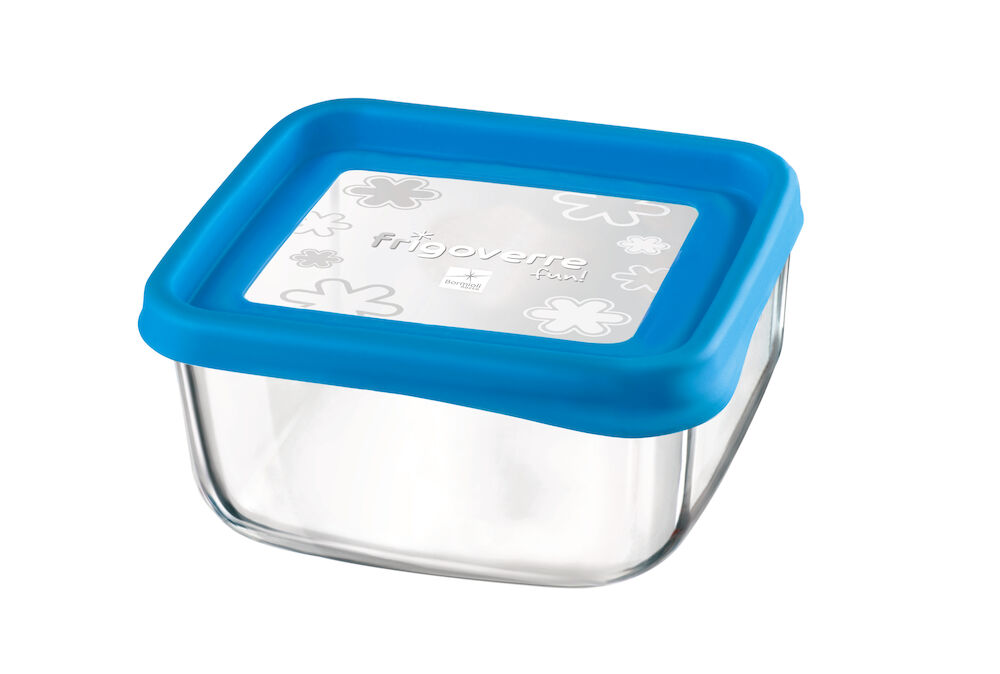 Förvaringsburk glas 75cl 15x15 cm blått lock