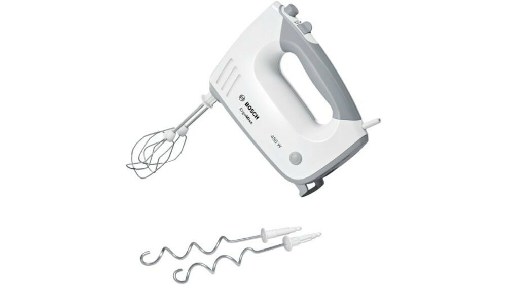 Elvisp plast vit 450W, vispar och degkrokar ingår