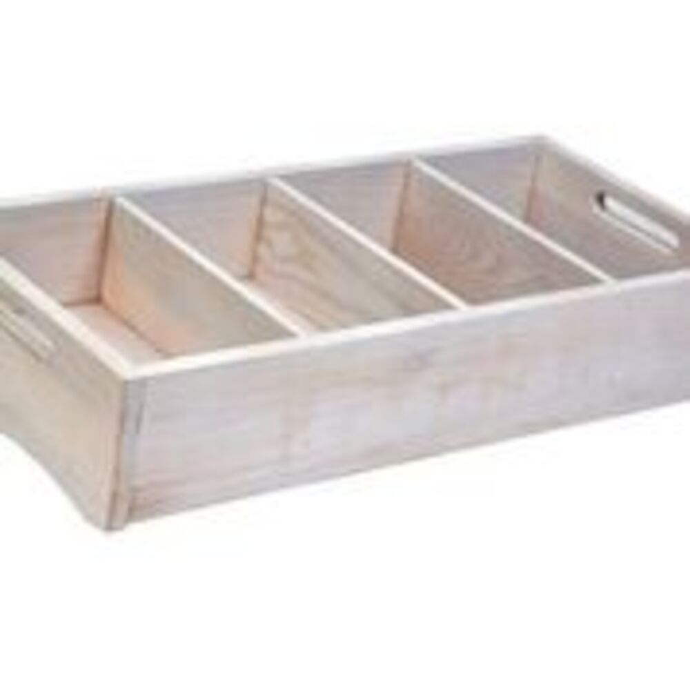 Lutad besticklåda 4 fack 
askfärgad ek 59x28x22,5/11,5cm