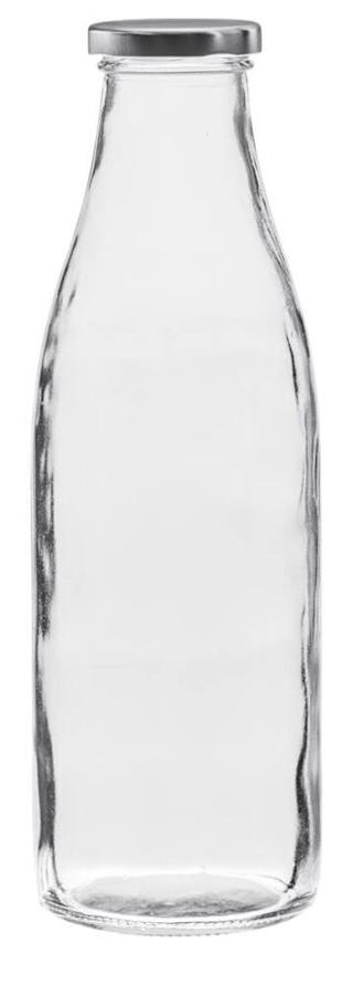 Glasflaska med skruvlock i metall 1L