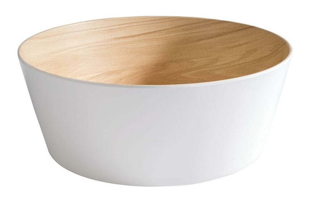 Frida skål vit/trämönstrad melamin 
Ø26,5cm h10,5cm 3,4L