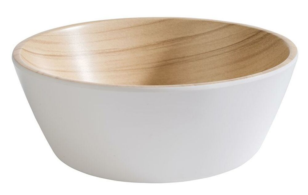Frida skål vit/trämönstrad melamin 
Ø15cm h5,5cm 44cl