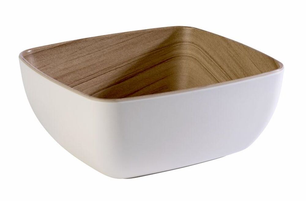 Frida skål vit/trämönstrad 
melamin 1/6 16,2x17,6x7,5cm 1L