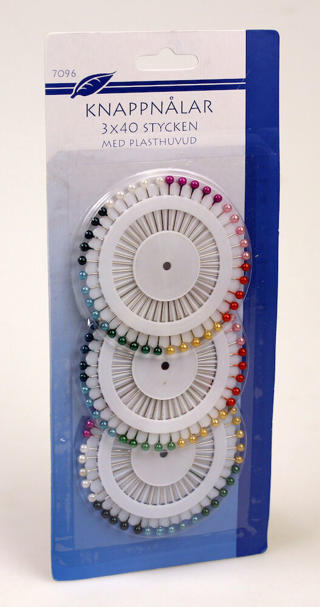 Knappnålar med plasthuvud 3x40 stycken