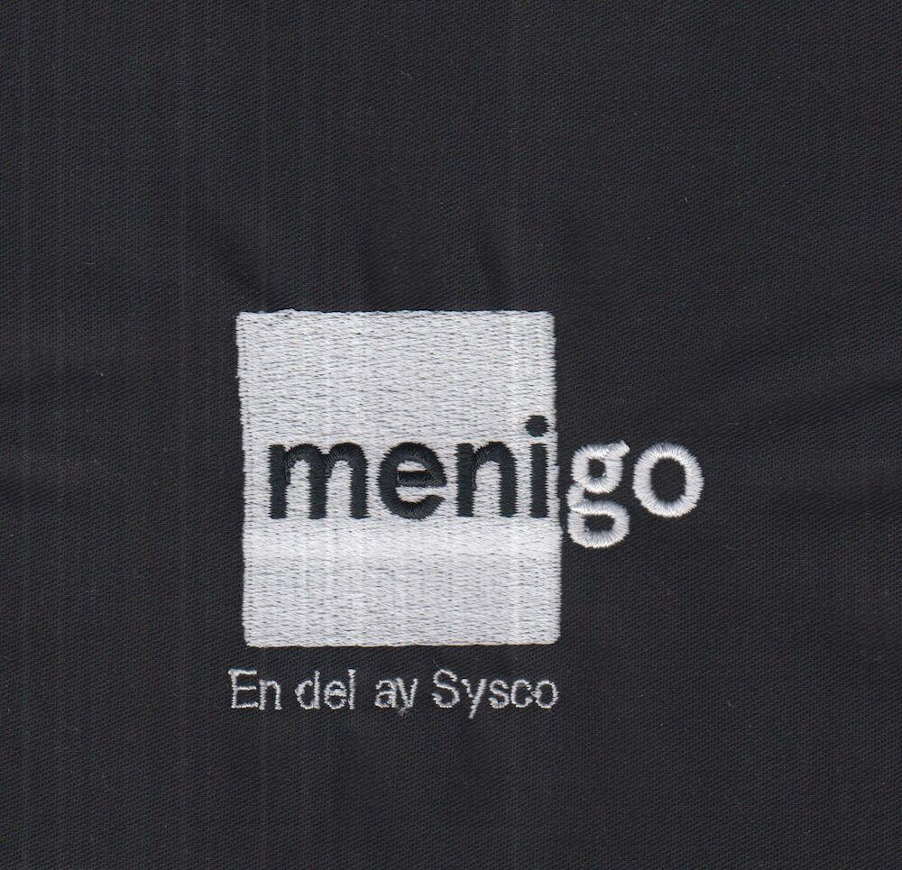 Menigo logga brodyr Vit/Vit b65 x h55 mm