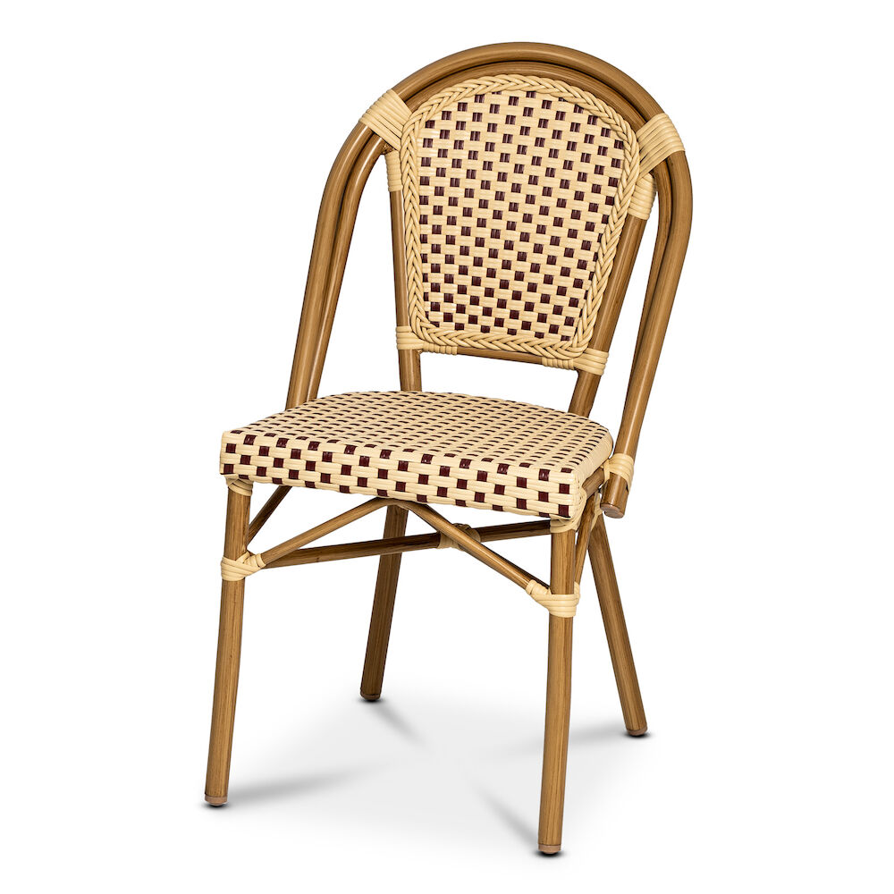 Paris stol, vinröd/creme, bambu stapelbar