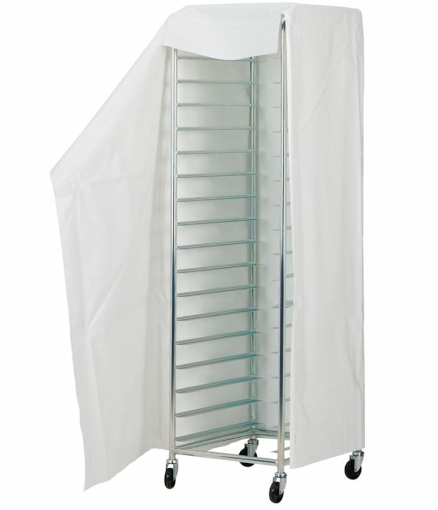 Huv i smidig kapellväv för övertäckning av
stickvagn. 

Skyddar degämnen och färdiga bröd mot uttorkning
och förorening.