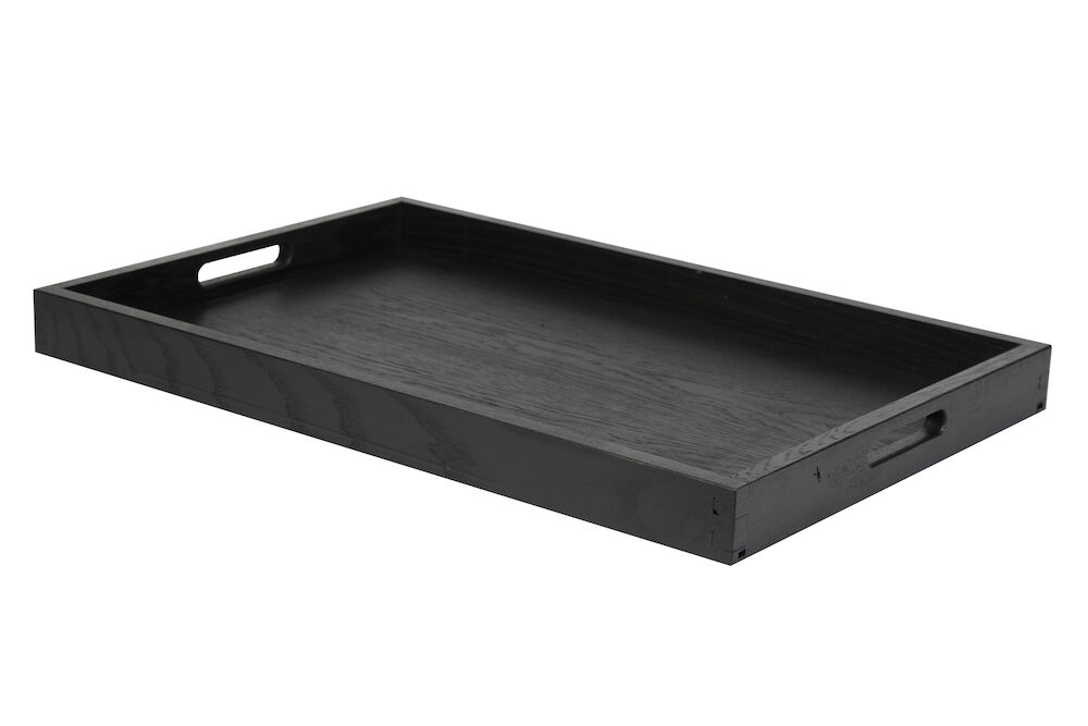 Träbricka ek svart med handtag 600x400mm