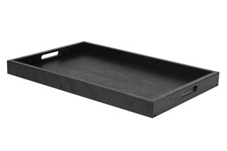 Träbricka ek svart med handtag 600x400mm