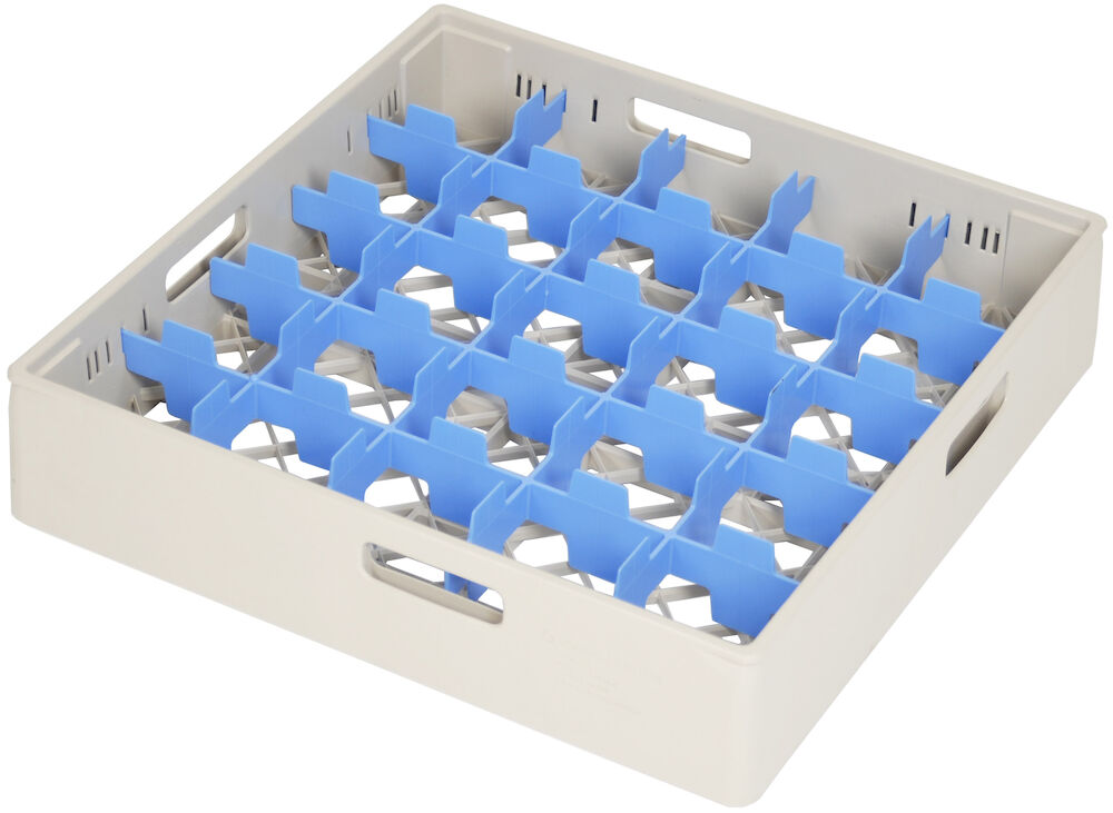 Fackindelad diskkorg beige/blå för glas