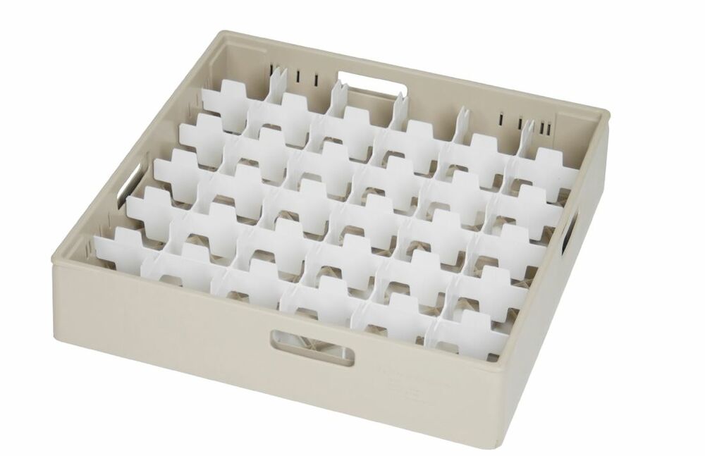 Fackindelad diskkorg beige/vit för glas