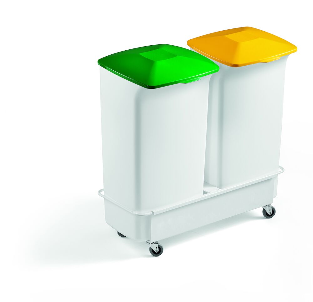 Återvinningsvagn 2st 40L tunnor 68x37,5x70,5cm